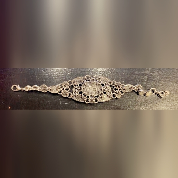 LUCKY BRAND  SILVER  TONE ORGANIC  STONE LINK  BRACELET T31. 7” - Picture 9 of 10